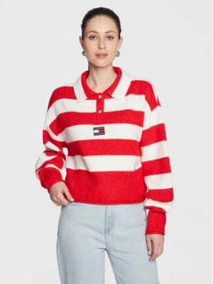 Zdjęcie produktu Tommy Jeans Sweter Stripe Badge DW0DW14956 Czerwony Regular Fit