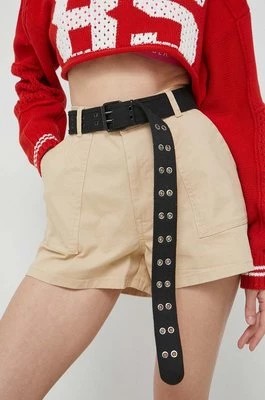 Zdjęcie produktu Tommy Jeans szorty damskie kolor beżowy gładkie high waist