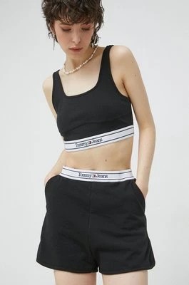 Zdjęcie produktu Tommy Jeans szorty damskie kolor czarny gładkie high waist
