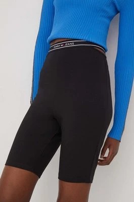 Zdjęcie produktu Tommy Jeans szorty damskie kolor czarny gładkie high waist DW0DW17319
