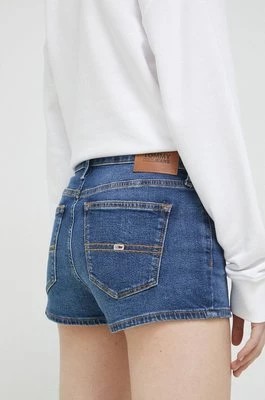 Zdjęcie produktu Tommy Jeans szorty jeansowe damskie kolor granatowy gładkie medium waist