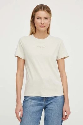 Zdjęcie produktu Tommy Jeans t-shirt bawełniany damski kolor beżowy DW0DW17828