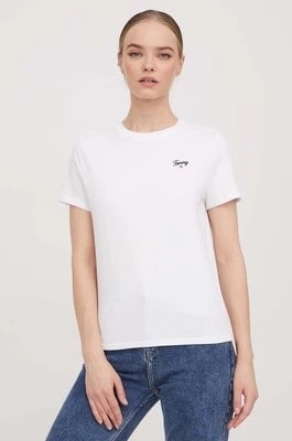 Zdjęcie produktu Tommy Jeans t-shirt bawełniany damski kolor biały DW0DW17367