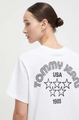 Zdjęcie produktu Tommy Jeans t-shirt bawełniany damski kolor biały DW0DW17831