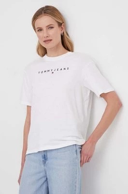 Zdjęcie produktu Tommy Jeans t-shirt bawełniany damski kolor biały DW0DW17836