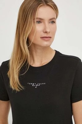 Zdjęcie produktu Tommy Jeans t-shirt bawełniany damski kolor czarny DW0DW17828