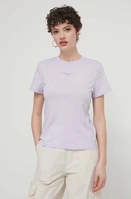 Zdjęcie produktu Tommy Jeans t-shirt bawełniany damski kolor fioletowy DW0DW17828