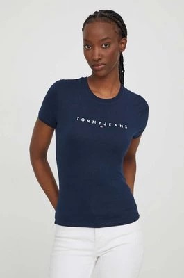 Zdjęcie produktu Tommy Jeans t-shirt bawełniany damski kolor granatowy DW0DW17361