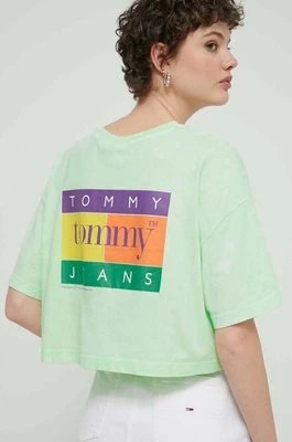 Zdjęcie produktu Tommy Jeans t-shirt bawełniany damski kolor zielony DW0DW18141