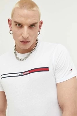 Zdjęcie produktu Tommy Jeans t-shirt bawełniany kolor biały z nadrukiem DM0DM13509