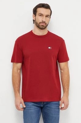 Zdjęcie produktu Tommy Jeans t-shirt bawełniany kolor bordowy z aplikacją DM0DM17995