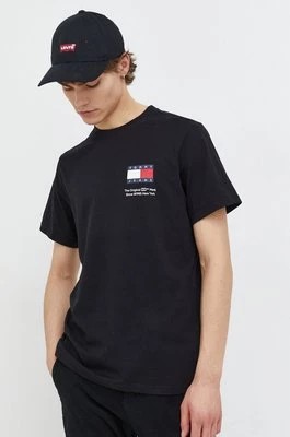 Zdjęcie produktu Tommy Jeans t-shirt bawełniany męski kolor czarny z nadrukiem DM0DM18263