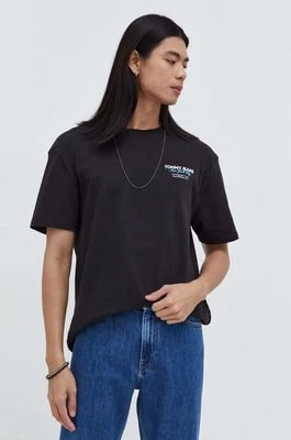 Zdjęcie produktu Tommy Jeans t-shirt bawełniany męski kolor czarny z nadrukiem DM0DM18286