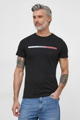 Zdjęcie produktu Tommy Jeans t-shirt bawełniany męski kolor czarny z nadrukiem DM0DM13509