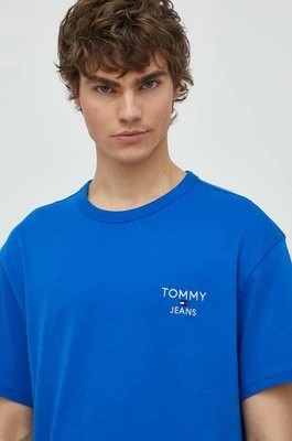 Zdjęcie produktu Tommy Jeans t-shirt bawełniany męski kolor niebieski z aplikacją DM0DM18872