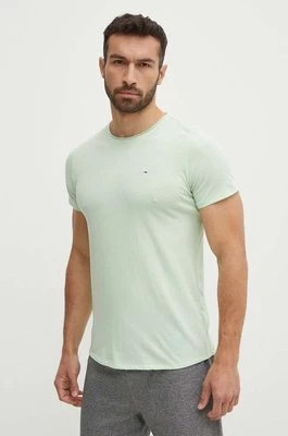 Zdjęcie produktu Tommy Jeans t-shirt męski kolor zielony gładki DM0DM09586