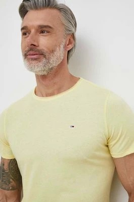 Zdjęcie produktu Tommy Jeans t-shirt męski kolor żółty gładki DM0DM09586