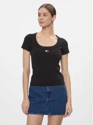 Zdjęcie produktu Tommy Jeans T-Shirt Tjw Slim Badge Rib Tee Ss DW0DW17396 Czarny Slim Fit