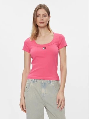 Zdjęcie produktu Tommy Jeans T-Shirt Tjw Slim Badge Rib Tee Ss DW0DW17396 Różowy Slim Fit