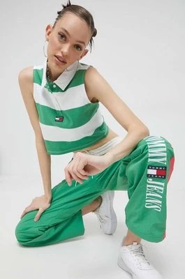 Zdjęcie produktu Tommy Jeans top bawełniany kolor zielony