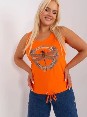 Zdjęcie produktu Top damski z dzianinowy pomarańczowy z ważką - plus size RELEVANCE
