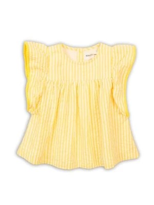 Zdjęcie produktu Top niemowlęcy w paseczki z ozdobnymi rękawami w żółte paseczki Minoti