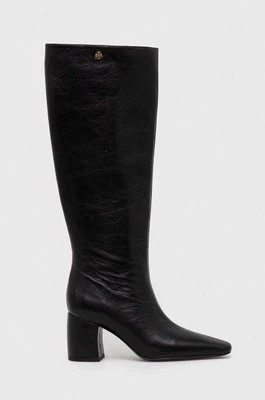 Zdjęcie produktu Tory Burch kozaki skórzane BANANA TALL BOOT damskie kolor czarny na słupku 154529-006