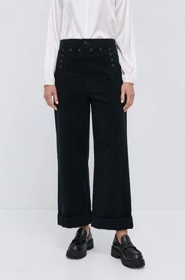 Zdjęcie produktu Tory Burch Spodnie damskie kolor czarny szerokie high waist