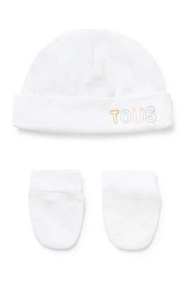 Zdjęcie produktu Tous czapka i rękawiczki dziecięce kolor biały z cienkiej dzianiny bawełniana