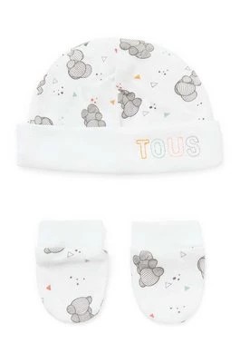 Zdjęcie produktu Tous czapka i rękawiczki dziecięce kolor biały z cienkiej dzianiny bawełniana