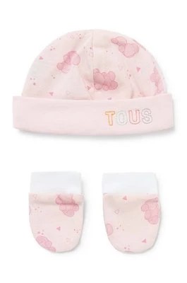 Zdjęcie produktu Tous czapka i rękawiczki dziecięce kolor różowy z cienkiej dzianiny bawełniana