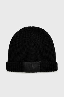 Zdjęcie produktu Trussardi czapka z domieszką wełny kolor czarny z domieszką wełny