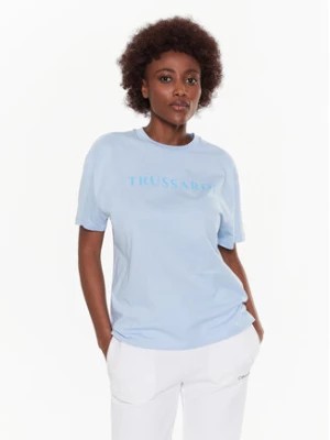 Zdjęcie produktu Trussardi T-Shirt Lettering Print 56T00565 Niebieski Regular Fit