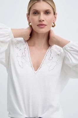Zdjęcie produktu Twinset bluzka lniana kolor biały gładka