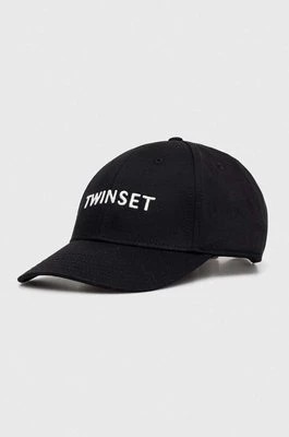 Zdjęcie produktu Twinset czapka z daszkiem bawełniana kolor czarny z aplikacją