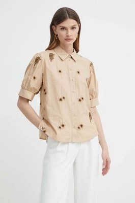 Zdjęcie produktu Twinset koszula bawełniana damska kolor beżowy regular z kołnierzykiem klasycznym