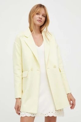 Zdjęcie produktu Twinset płaszcz wełniany kolor żółty przejściowy dwurzędowy