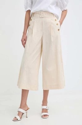 Zdjęcie produktu Twinset spodnie bawełniane kolor beżowy szerokie high waist