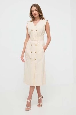 Zdjęcie produktu Twinset sukienka bawełniana kolor beżowy midi rozkloszowana