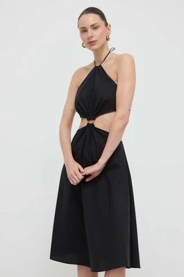 Zdjęcie produktu Twinset sukienka bawełniana kolor czarny midi rozkloszowana