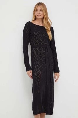 Zdjęcie produktu Twinset sukienka z domieszką kaszmiru kolor czarny maxi prosta