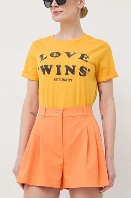 Zdjęcie produktu Twinset szorty damskie kolor pomarańczowy gładkie medium waist