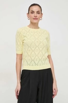 Zdjęcie produktu Twinset t-shirt z domieszką kaszmiru kolor żółty