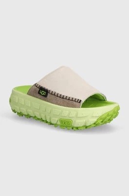 Zdjęcie produktu UGG klapki zamszowe Venture Daze Slide damskie kolor zielony na platformie 1152680
