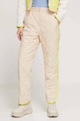 Zdjęcie produktu UGG spodnie damskie kolor beżowy proste high waist