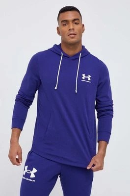 Zdjęcie produktu Under Armour bluza męska kolor fioletowy z kapturem z nadrukiem