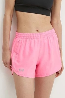 Zdjęcie produktu Under Armour szorty do biegania Fly By kolor różowy gładkie high waist