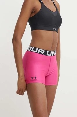 Zdjęcie produktu Under Armour szorty treningowe Authentics kolor różowy z nadrukiem medium waist