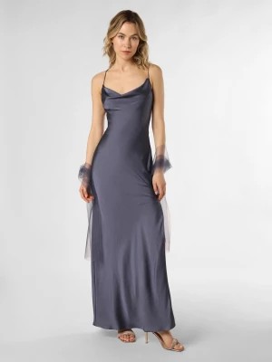 Zdjęcie produktu Unique Damska sukienka wieczorowa z etolą Kobiety Satyna niebieski|szary jednolity,
