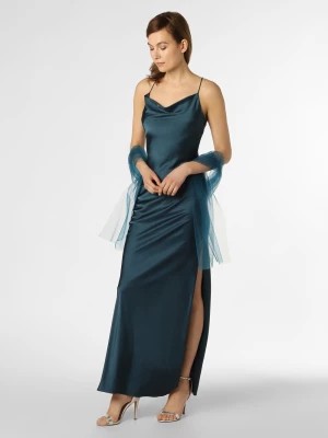 Zdjęcie produktu Unique Damska sukienka wieczorowa z etolą Kobiety Satyna niebieski|zielony jednolity,